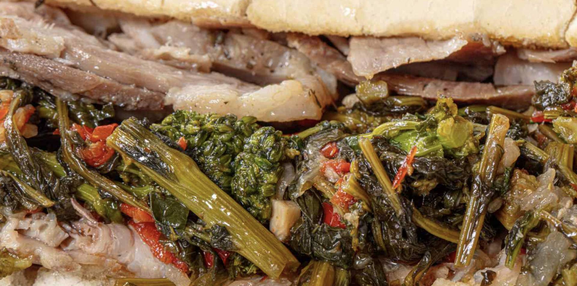 Philly Roast Pork with Red Pepper Flaked Broccoli / Roasted Sweet Peppers over Rice (GF/DF)