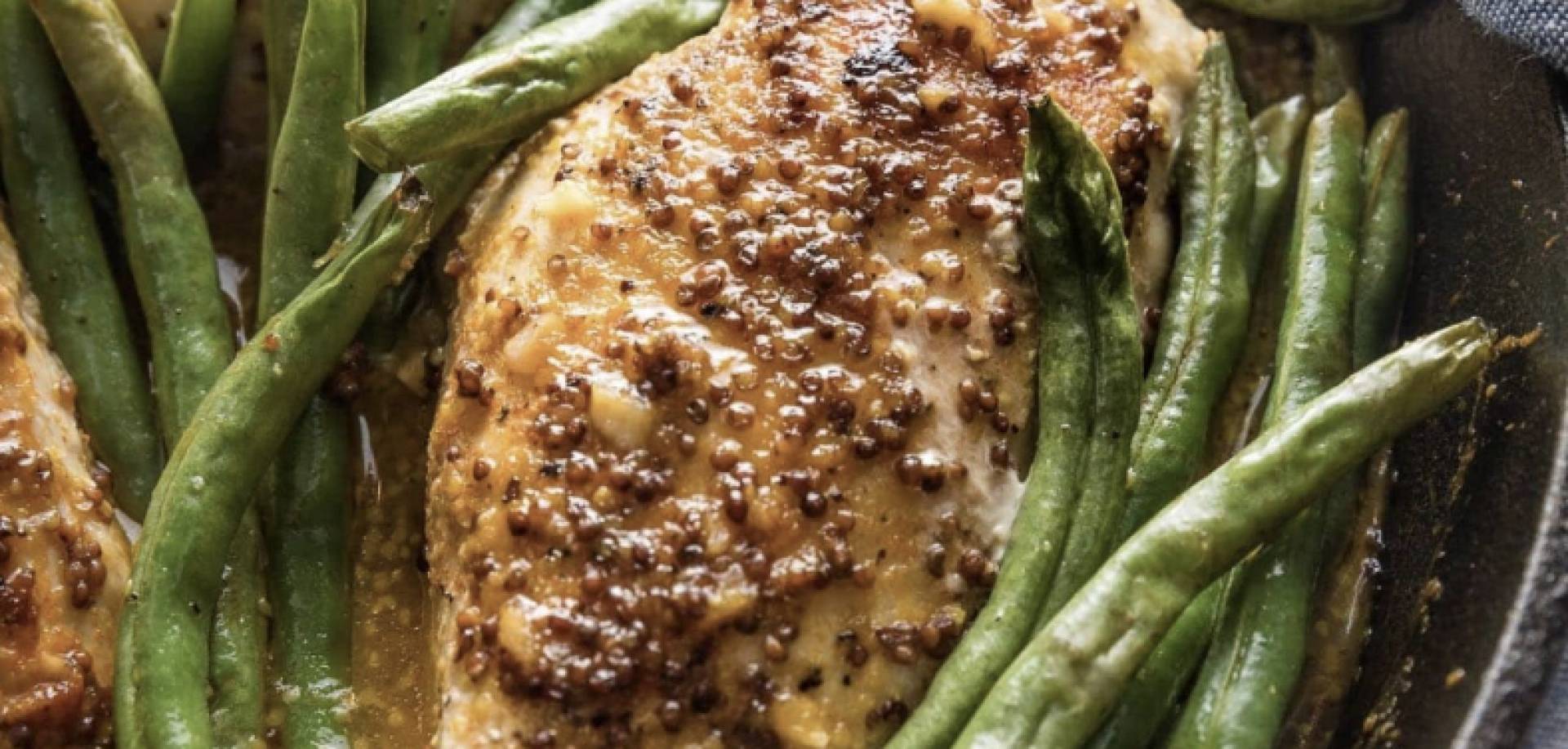 Honey Mustard Grilled Chicken Skillet over Rice / Green Beans /Tomatoes (GF/DF)