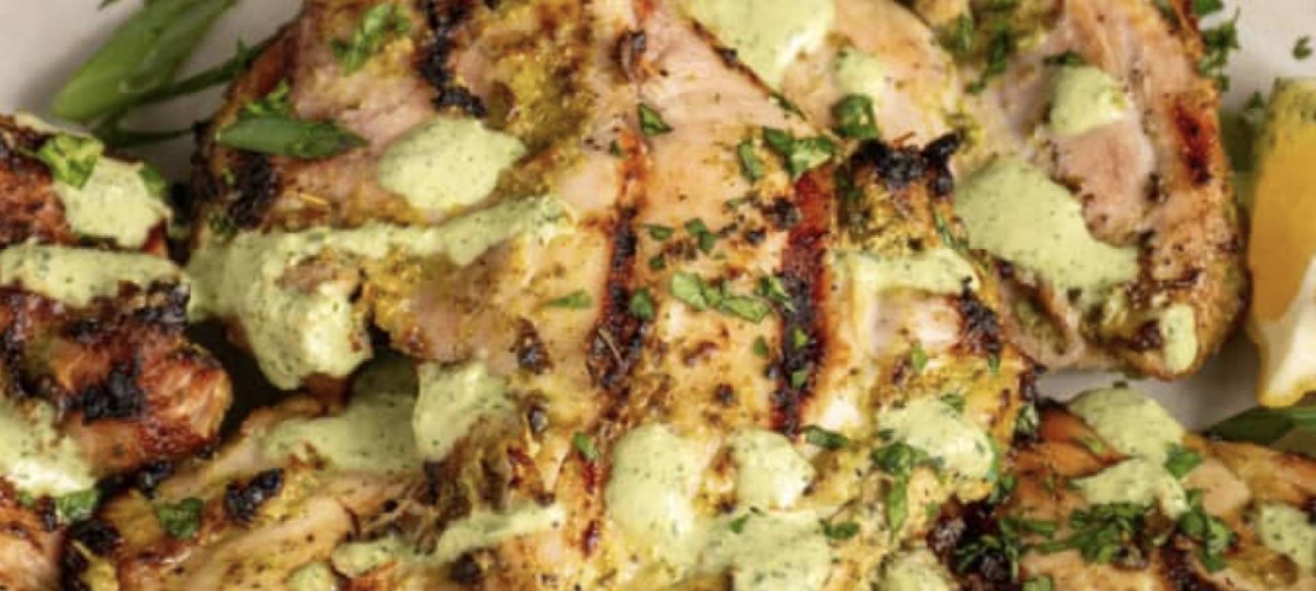 Green Goddess Chicken Breast with Blistered Cherry Tomatoes, Herby Potatoes, and Zucchini (GF)