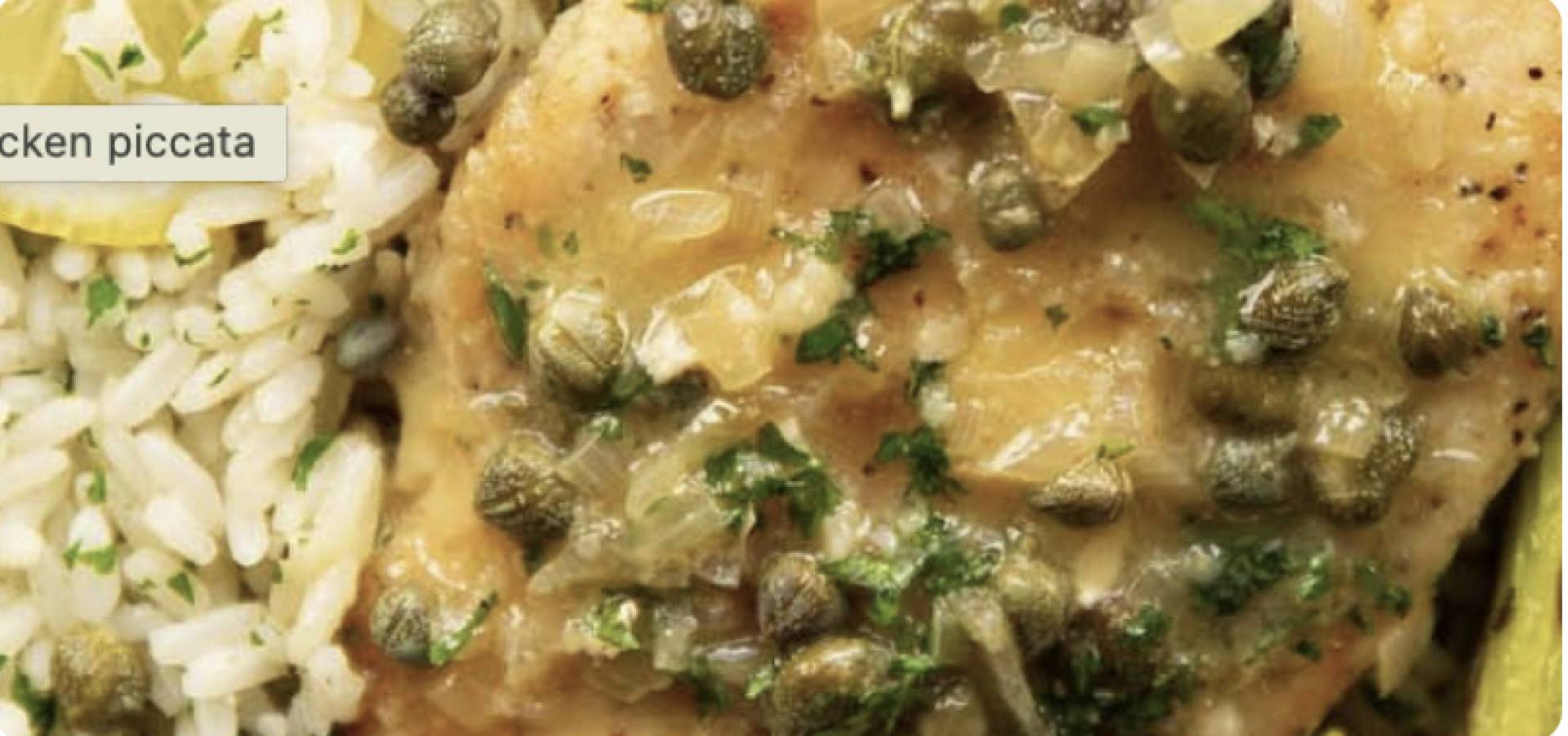 (GF/DF) Grilled Lemon Chicken Piccata with Capers, Parsley, and Artichoke Hearts over Rice