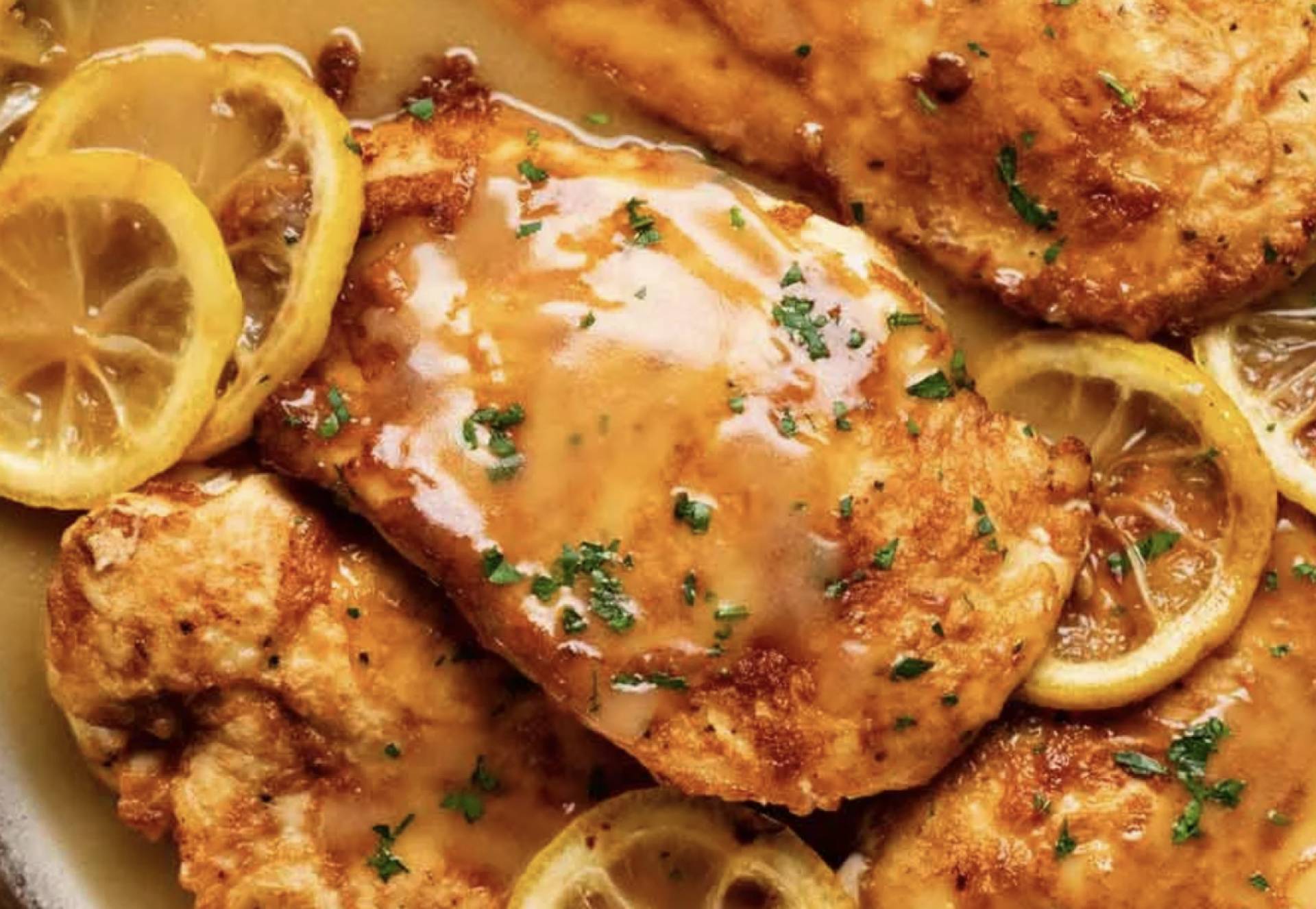 (GF) Chicken Francese over Rice with Broccoli and Parmesan