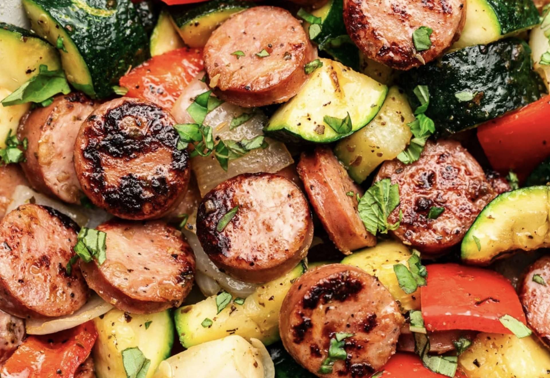 Italian Pork Sausage Bowl with Summer Squash, Peppers & Herby Potatoes (GF/DF)