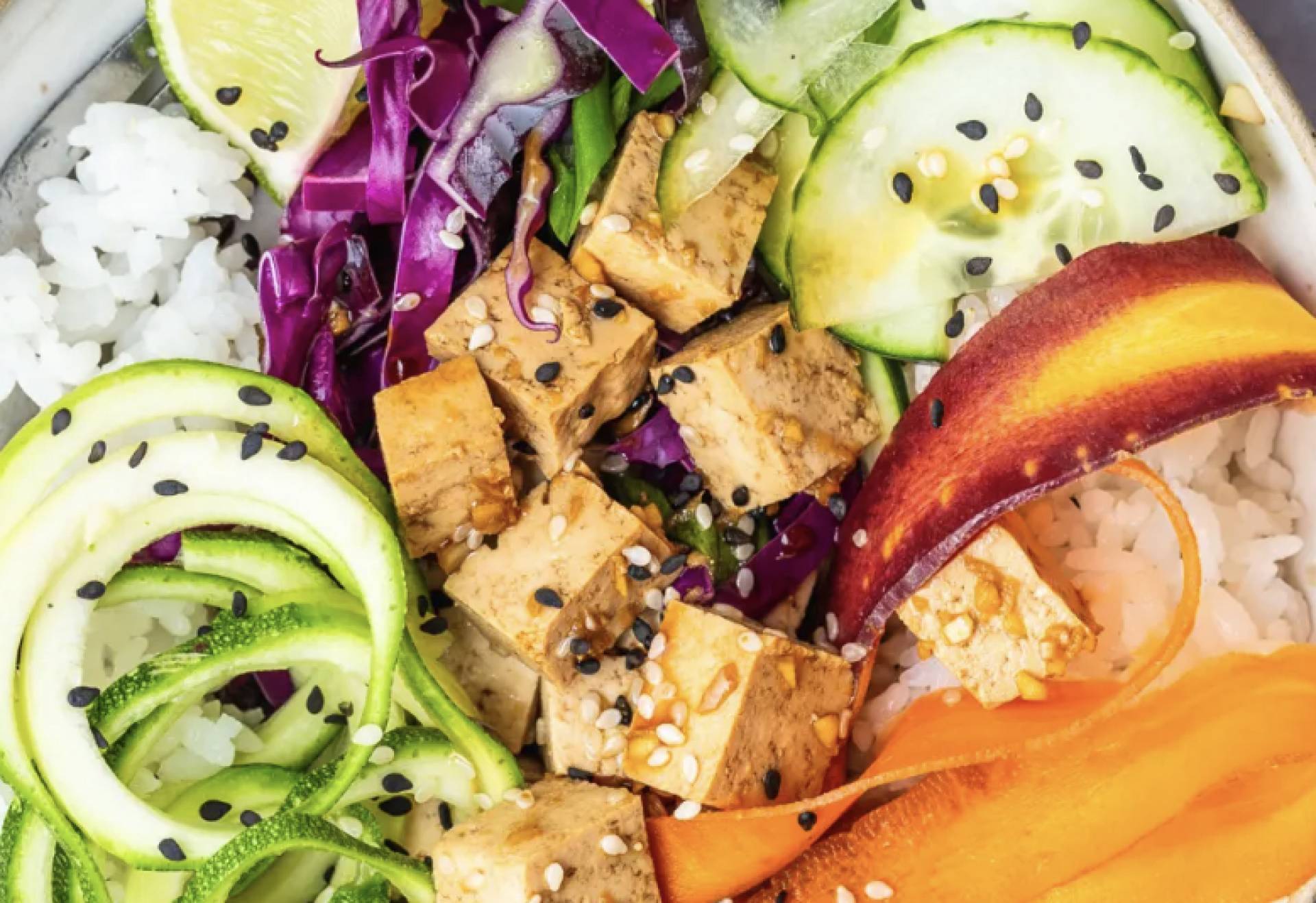 Sesame Ginger Tofu Scallion Chicken Bowl (GF/DF/V)