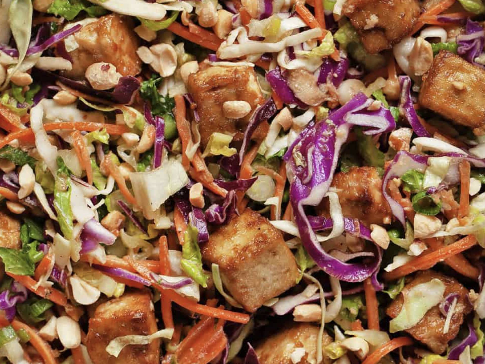 Asian Tofu Cabbage Salad with Basil Vinaigrette (GF/DF)