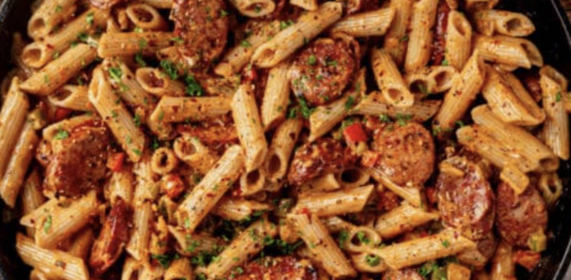 Cajun Sausage and Pasta Skillet with Poblano Peppers (DF)