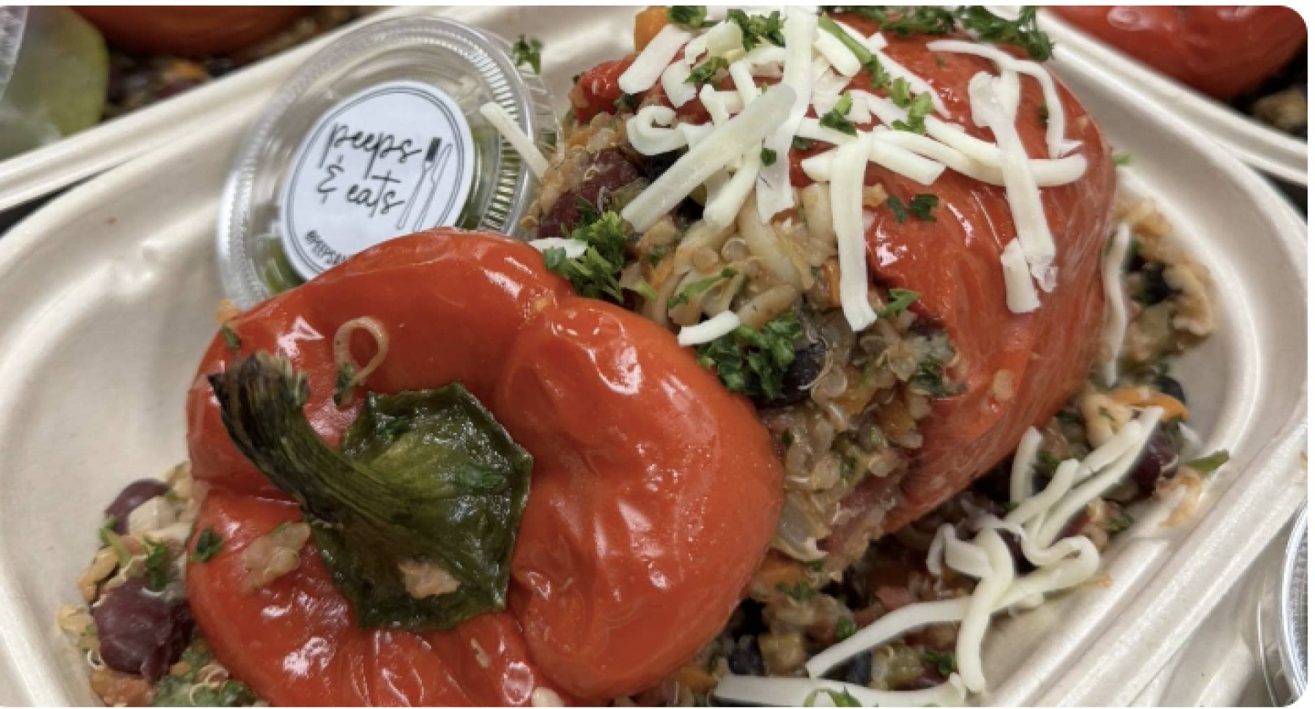 Vegetarian Stuffed Peppers with Mozz, Beans, Vegetables, Rice (GF)