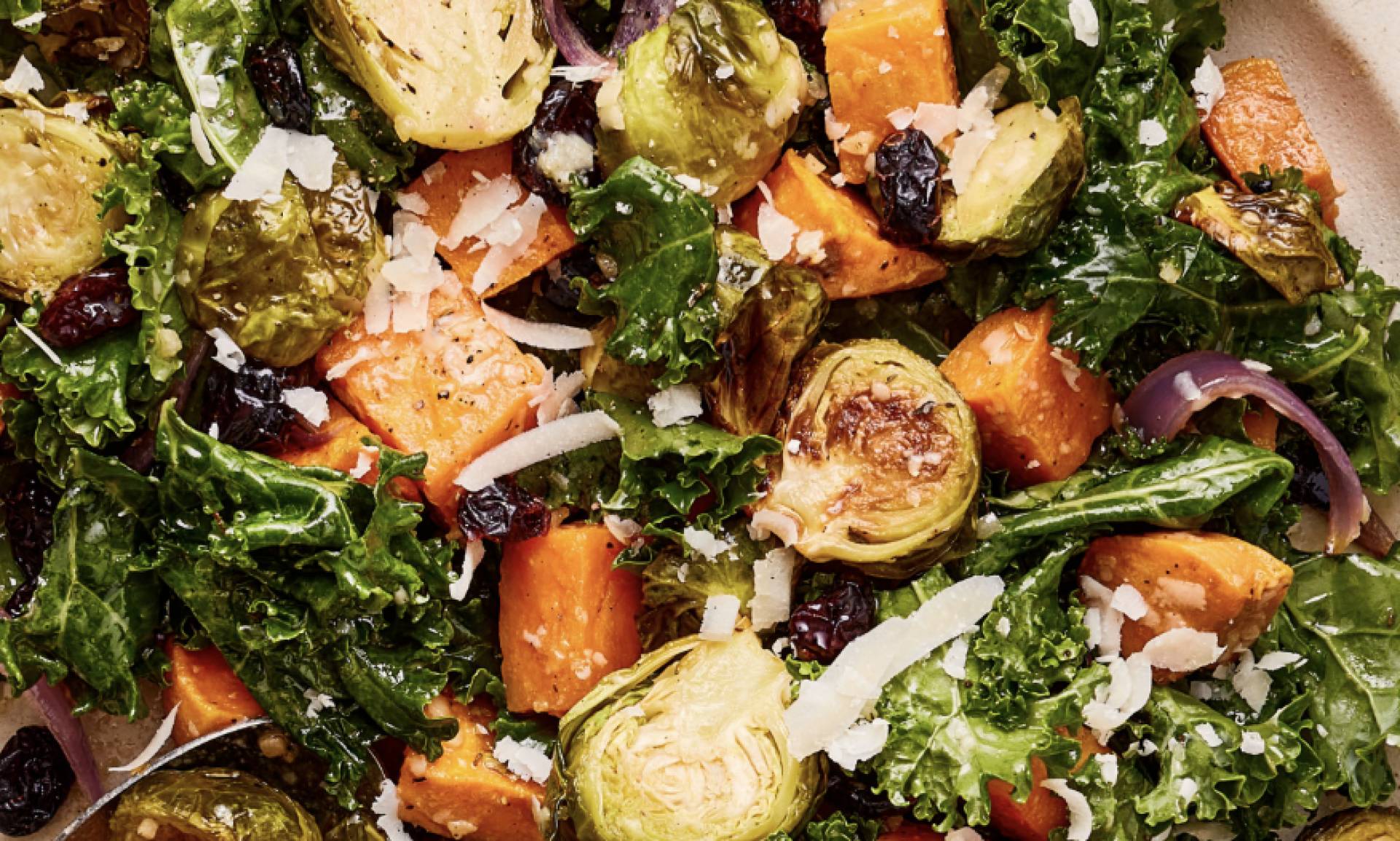 Miso Maple Warm Roasted Veggies Salad with Goat Cheese and Craisons  (GF)