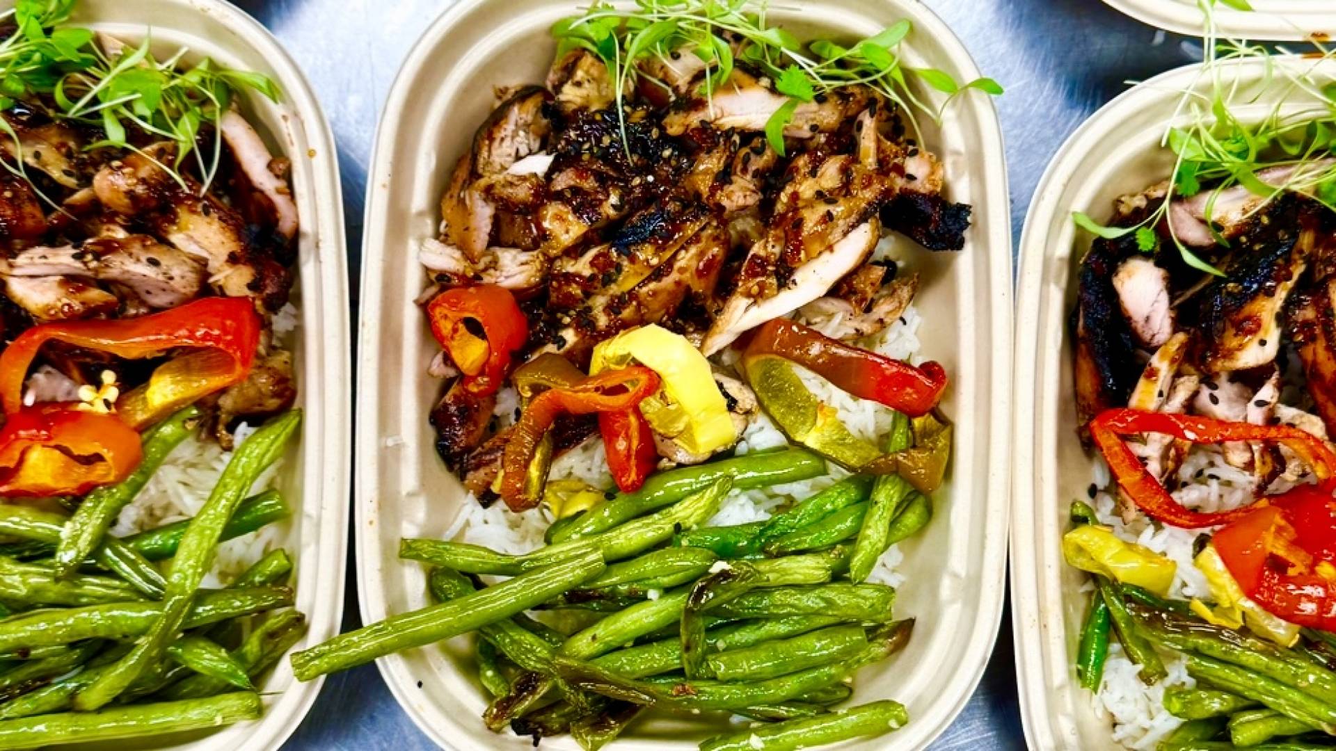 Bell & Evans Grilled Korean BBQ (Honey Based) Chicken Thigh with Rice, Green Bean Stir Fry (DF)