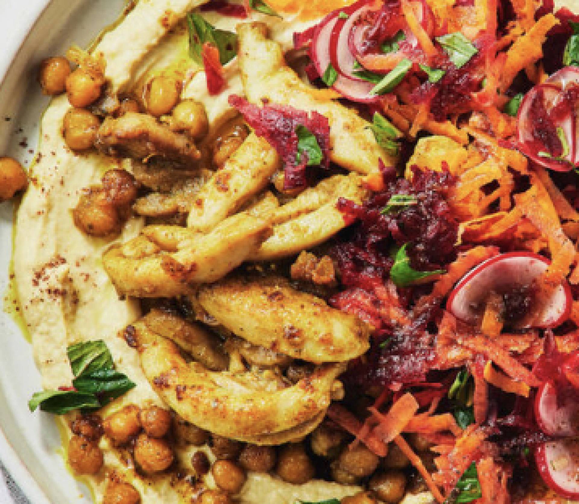 (GF/DF) Ancho Honey Chicken // Roasted Carrot & Harissa Hummus with Dill