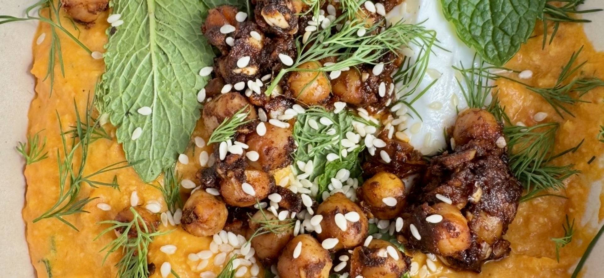 (DF/V) Ancho Honey Chickpeas // Roasted Carrot & Harissa Hummus with Dill