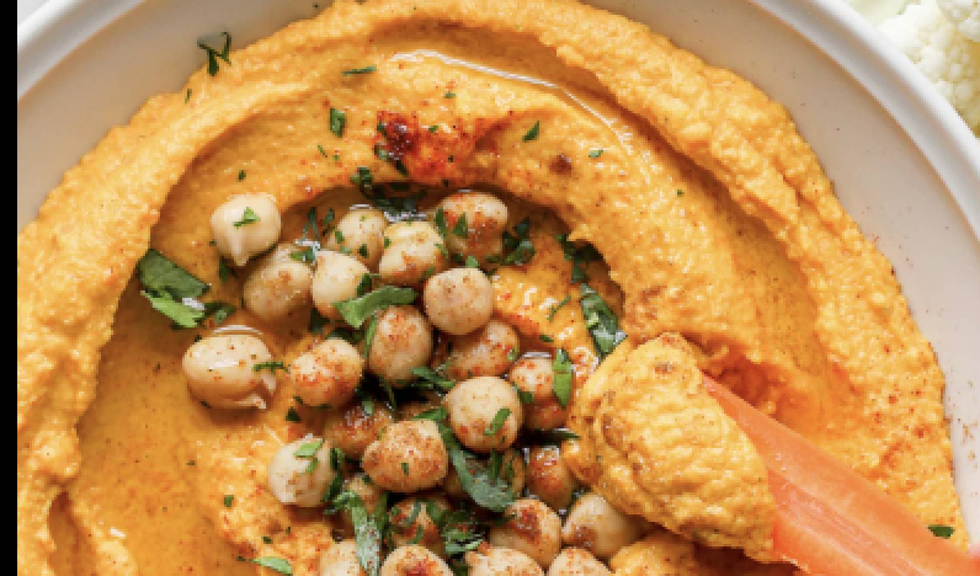 (DF/V) Ancho Honey Chickpeas // Roasted Carrot & Harissa Hummus with Dill