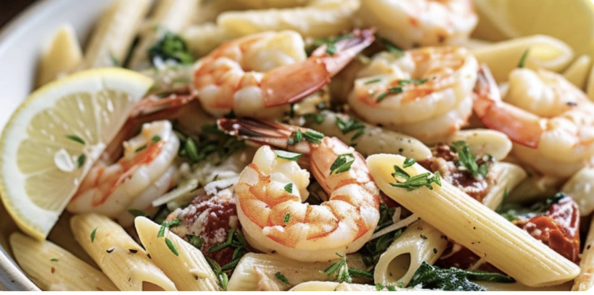 Garlic-y Shrimp Scampi with Grass Fed Butter Over Herby Orzo Pasta