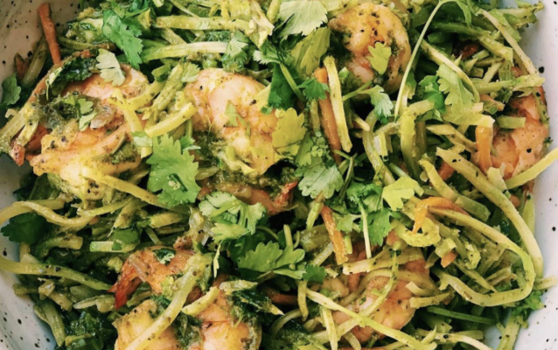 Kale Pesto Shrimp Pasta (Nut-Free)