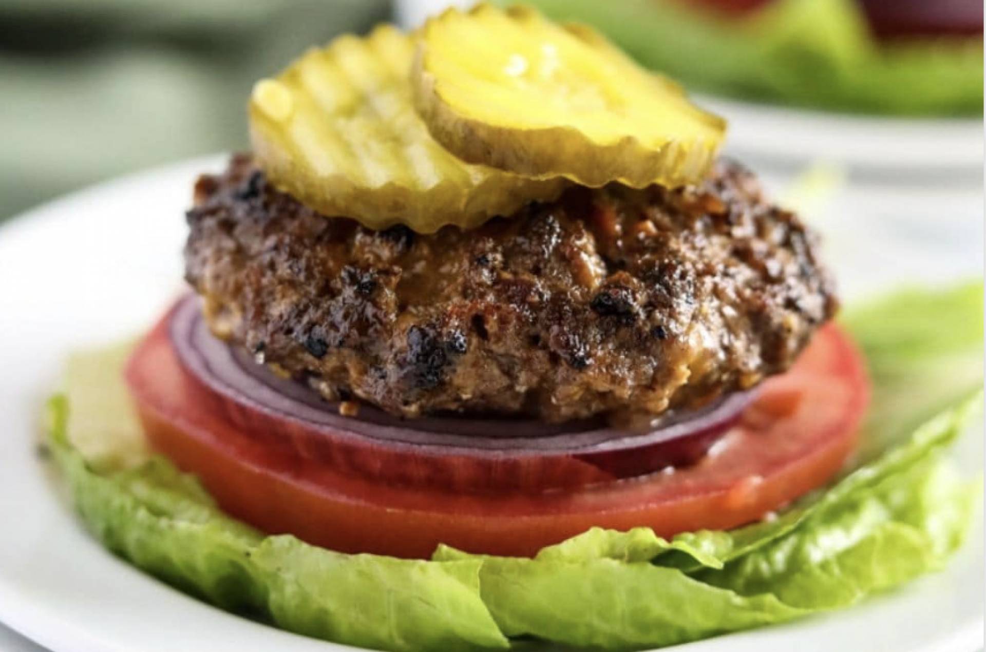 Salt and Pepper Grass Fed Beef Burger with Sweet Potato Fries and Bibb Lettuce Bun (GF, DF)