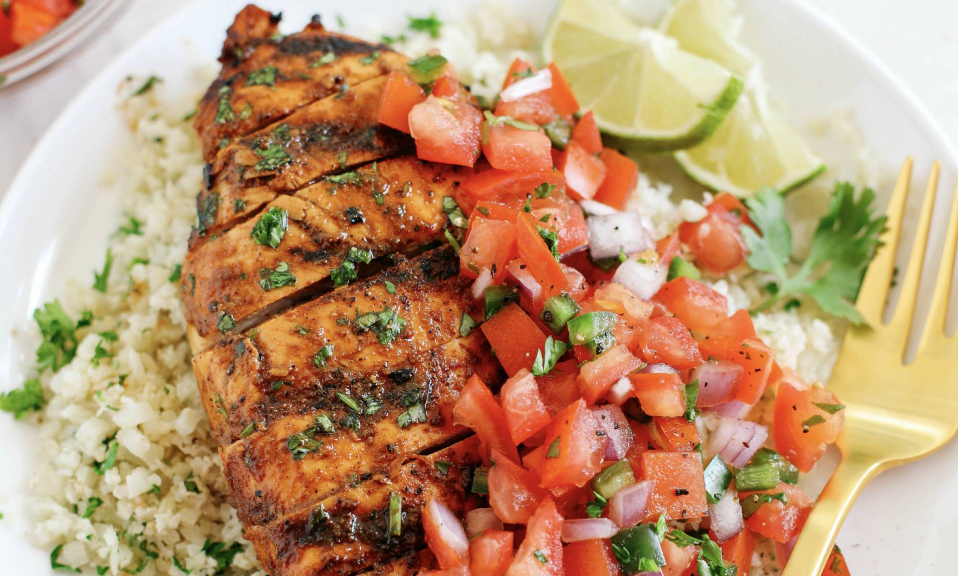 Mesquite Grilled Bell & Evans Chicken with Pico De Gallo over Rice (GF/DF)